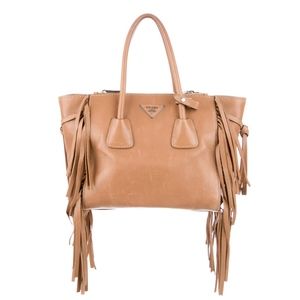 Prada Glace Calf Twin Pocket Beige Tote